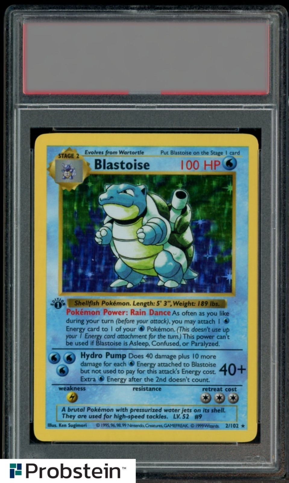 Blastoise · 1999 Base Set Shadowless 1st Edition — PSA 9